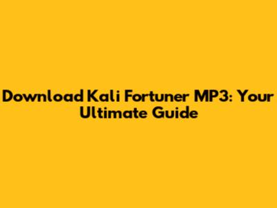 Download Kali Fortuner MP3: Your Ultimate Guide